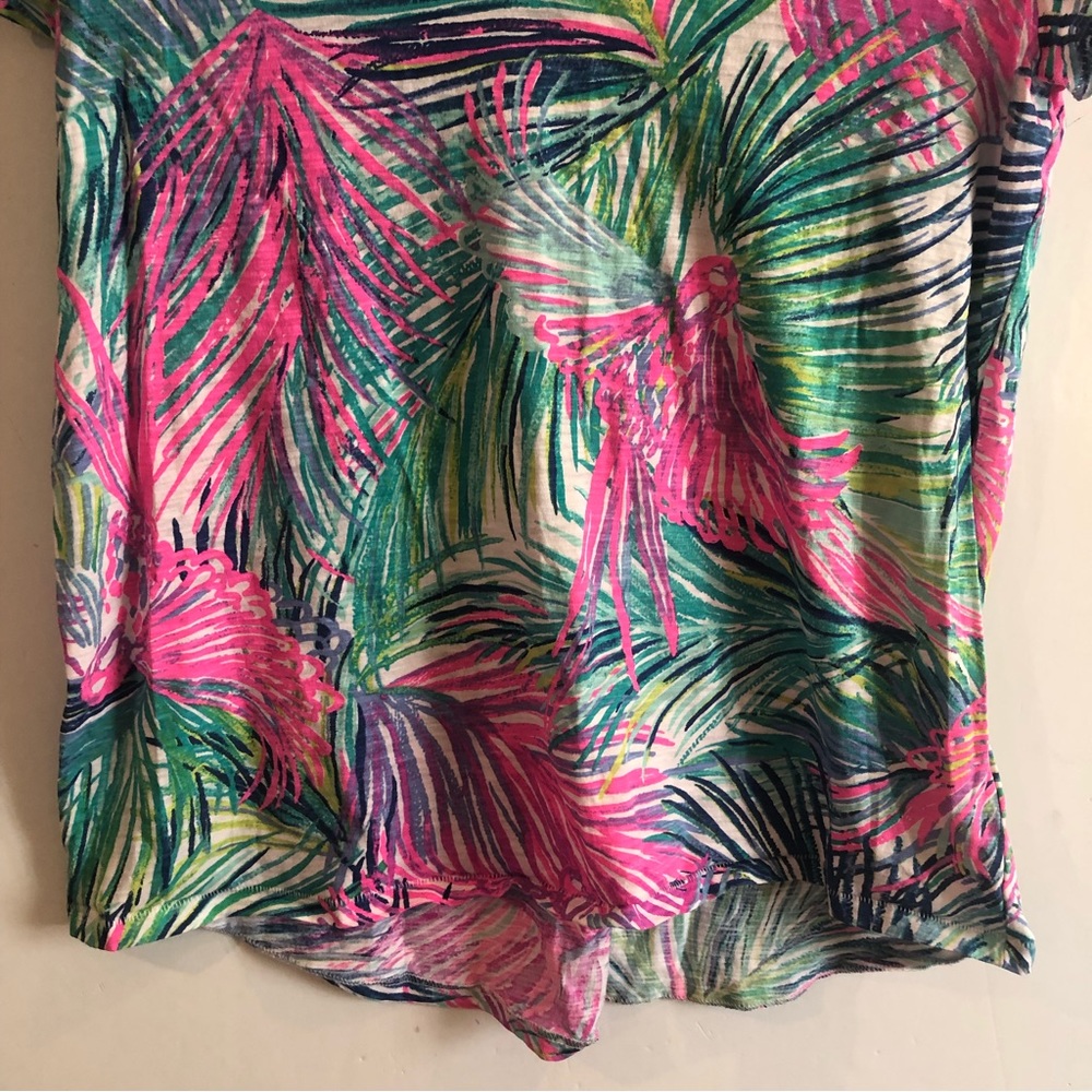 LILLY PULITZER Fern Print V Neck Short Sleeve T SHIRT S - Picture 4 of 8